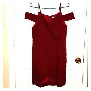 Wine Off Shoulder Dress L